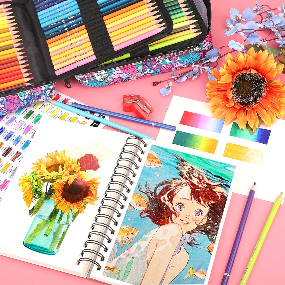 200Pcs Oil Based Colored Pencils Set 180 Colors Soft Core Colour Pencils for Adult Coloring Book Sketching Drawing Art Supplies