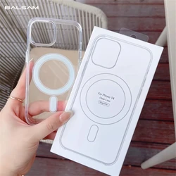 Original Clear For Magsafe Magnectic Wireless Charge Case For iPhone 16 13 12 Mini 11 14 15 Pro Max 7 8 Plus XR XS Acrylic Cover