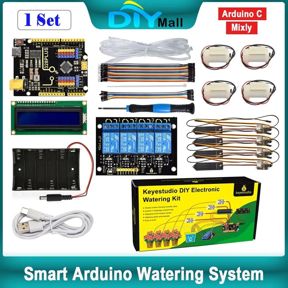 

Keyestudio Automatic Plant Watering Kit for Arduino with Soil Moisture Sensor Smart Irrigation System for Indoor/Outdoor Plants