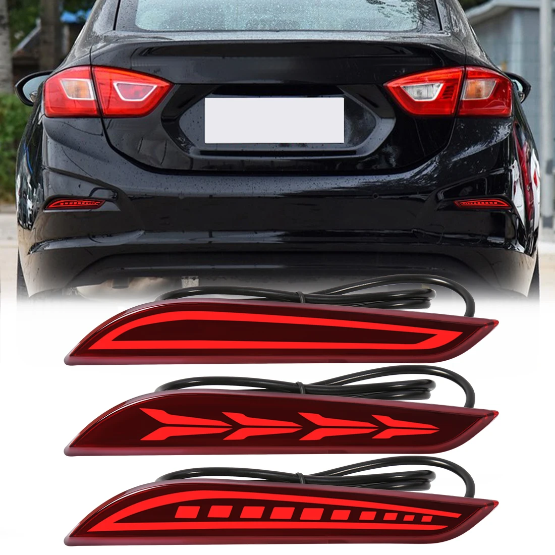 LED Rear Bumper Reflector Light For Chevrolet Cavalier 2017 2018 Brake Warning Auto Dynamic Turn Signal Lamp Car Accessories 12V