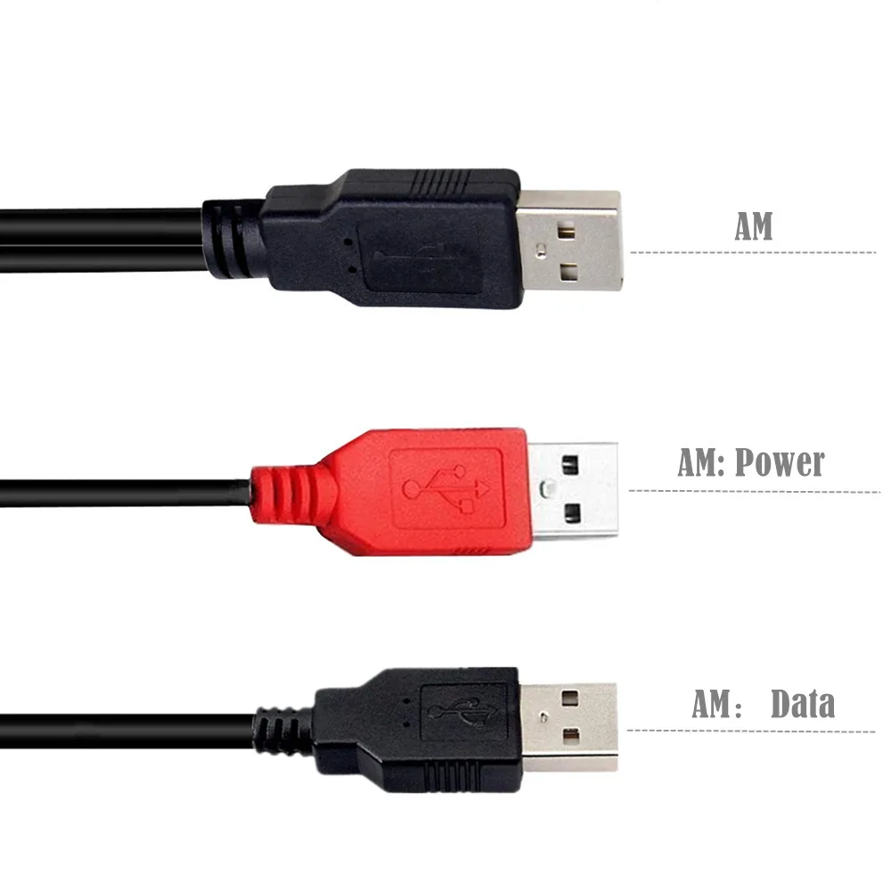 For Mobile Hard Disk Printer Y-type Data Cable Cord Double Head USB-B USB 2.0 Micro Mini 5pin Type-c External USB Power Supply