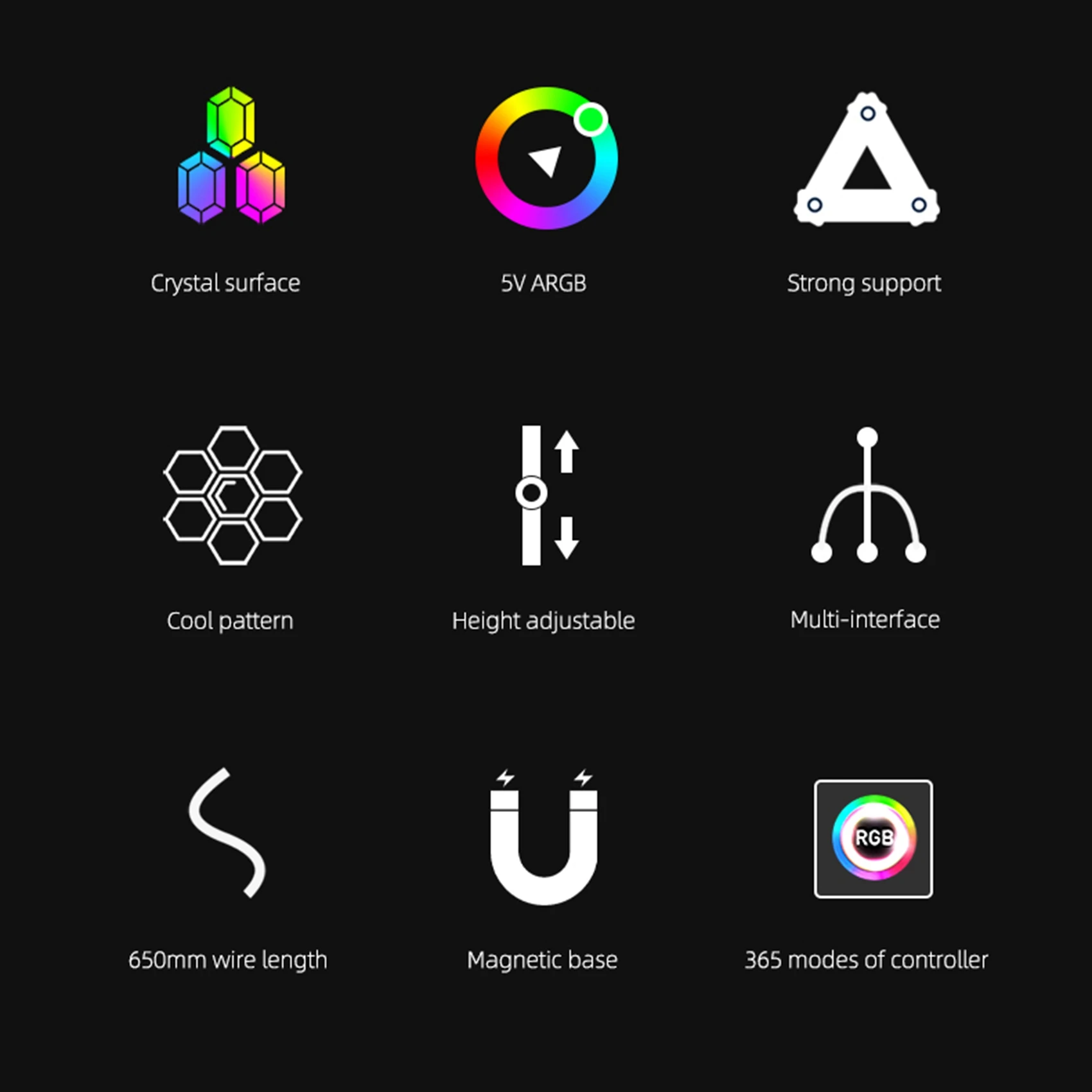 COOLMOON Graphics Card Holder 5V ARGB Vertical Graphics Stand GPU Bracket Video Card Support for Computer Case Chassis(Black)