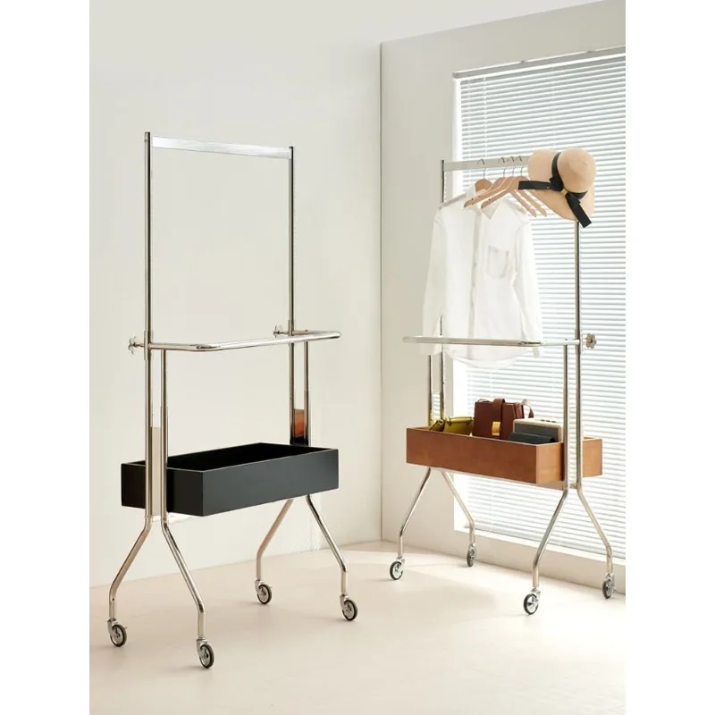 

Italian light luxury coat rack floor-to-ceiling retro hanger household storage dirty laundry basket bedroom multi-functiona