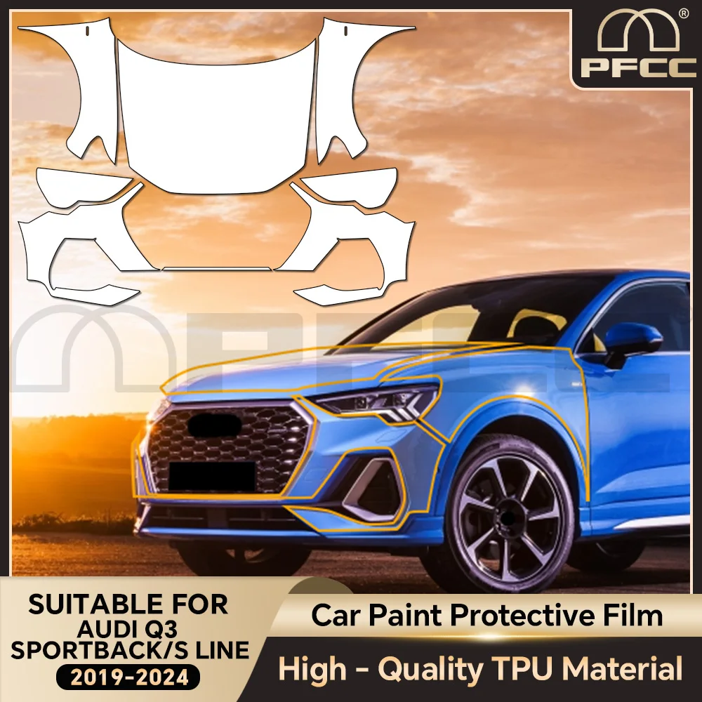 

For Audi Q3 Sportback S Line 2019-2024 8.5Mil TPU Paint Protection Film Car Body Pre-cut PPF Clear Bra Anti-Scratch Resistant