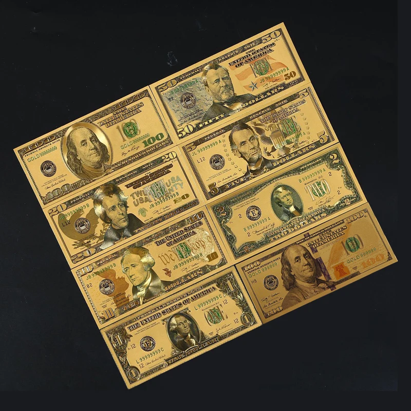 

8PCS Gold Foil Banknote, U.S. President's 1/2/5/10/20/50/100 Dollar Banknote, A Great Gift for Coin Collectors and Republicans