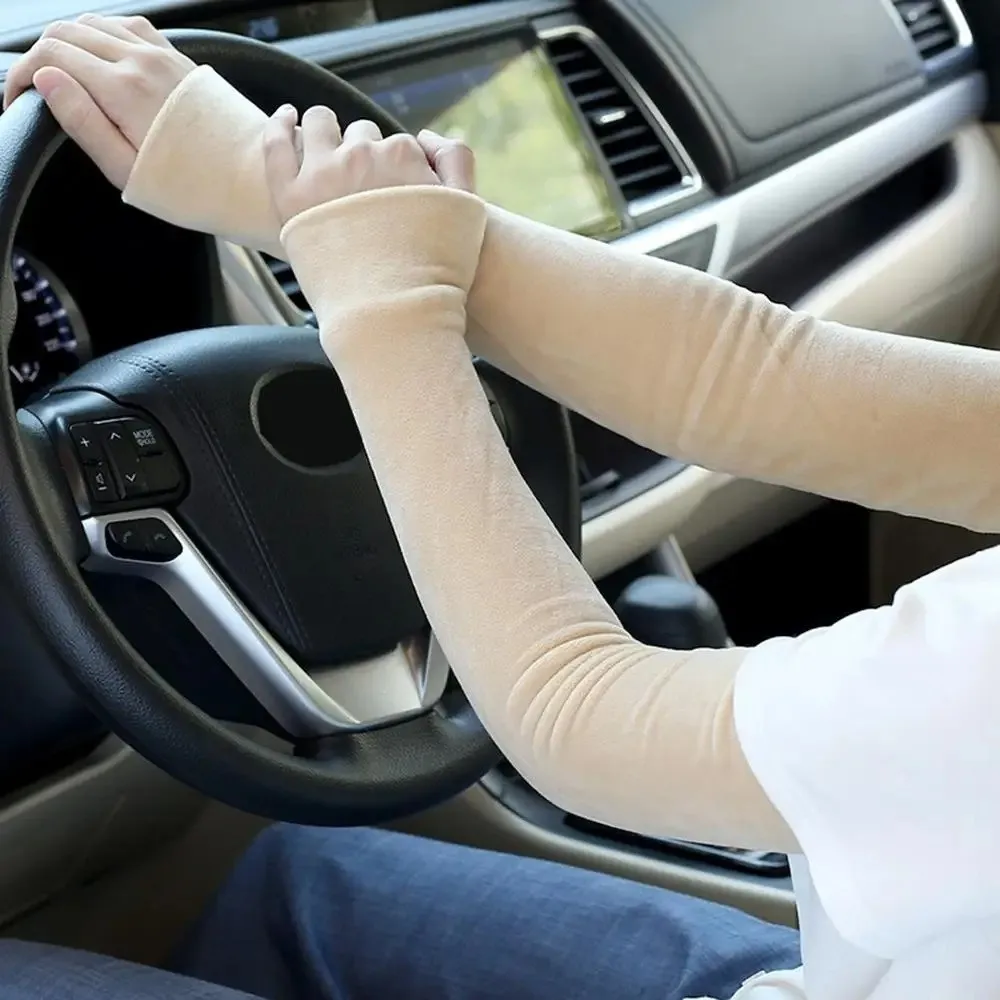 Unisex Fleece Warm Sleeves Soft Thicken Long Arm Covers Cold Resistant Solid Color Arm Warmer