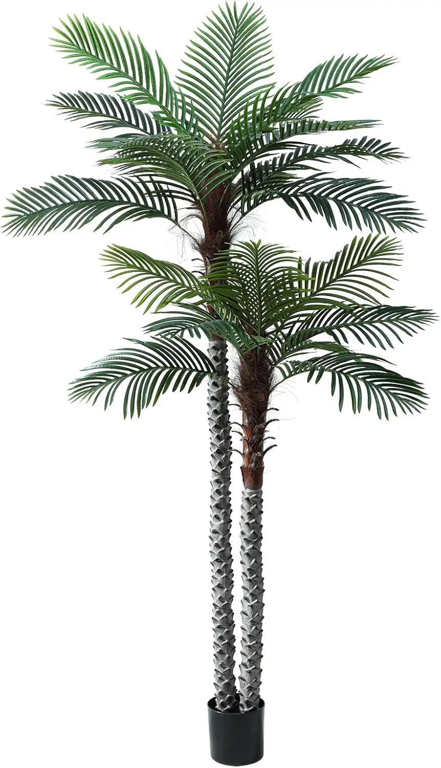 Palmera Artificial Resistente a los Rayos UV de 8 pies para Decoración Interior y Exterior, con Corteza y Hojas Realistas