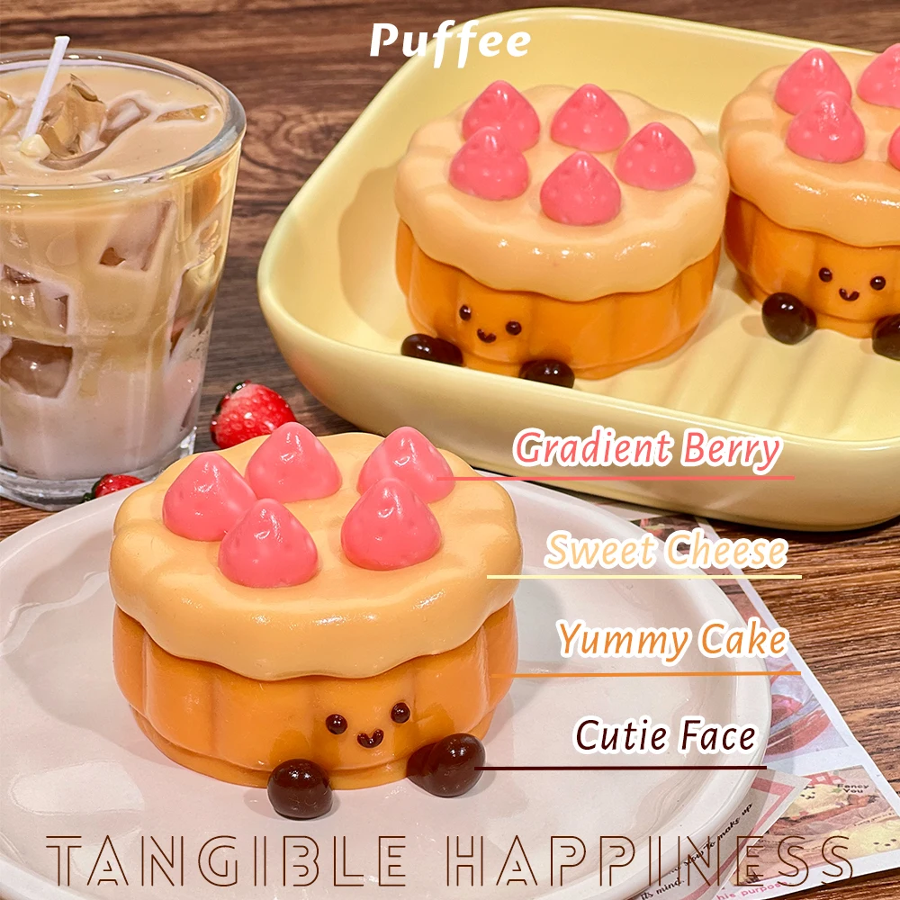 ストロベリーケーキ食品グレードのシリコーンスクイーズおもちゃ