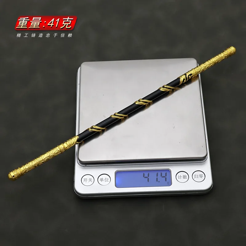 22cm Golden Cudgel Sun Wukong Monkey King Keychain Game Peripheral Weapon Model Iron Bar Metal Sword Craft Ornament Collectibles