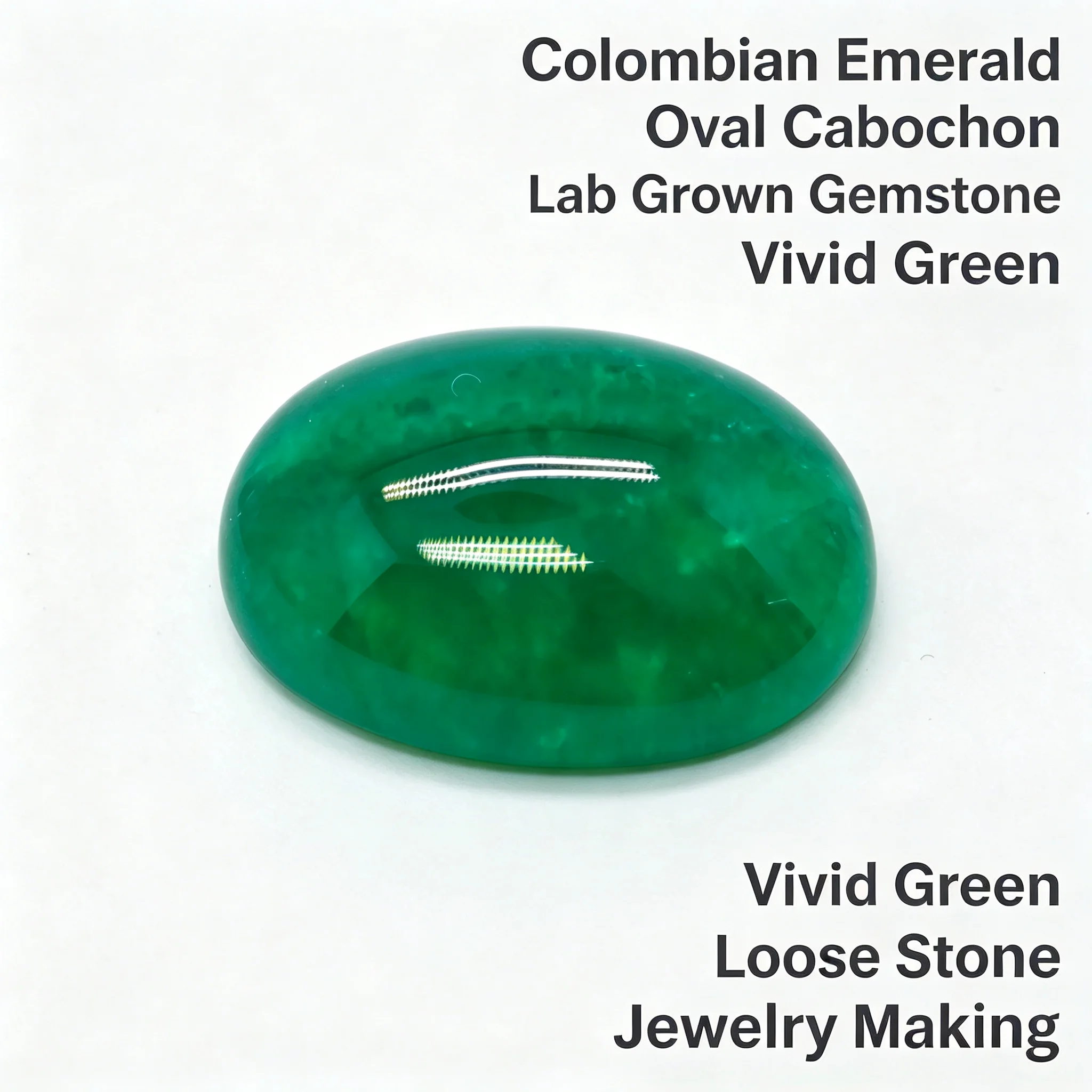 Lab Grown Colombian Emerald Stone High Quality Oval Cabochon Shape Selectable Certificate Available Hydrothermal Hand Cutting