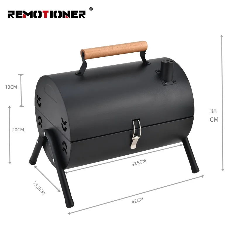 Koreaanse draagbare opvouwbare buitenbarbecue-grill Cirkeloven Camping-houtskoolgrills met koekenpan met antiaanbaklaag