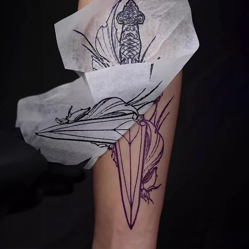 Imagen 2 del producto Kit de Gel y papel de transferencia de tatuaje profesional, plantilla de tatuaje de larga duración, papel térmico, herramienta de Arte de la piel de diseño de tatuaje suave y fácil