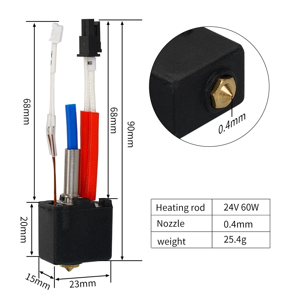 Zestaw Kobra 2 Hotend, wkład grzewczy termistora 0.4mm gorący koniec do druku dla Kobra2 Plus/ Kobra2 Pro/ Kobra2 Neo/ Kobra2 Neo/ Kobra2