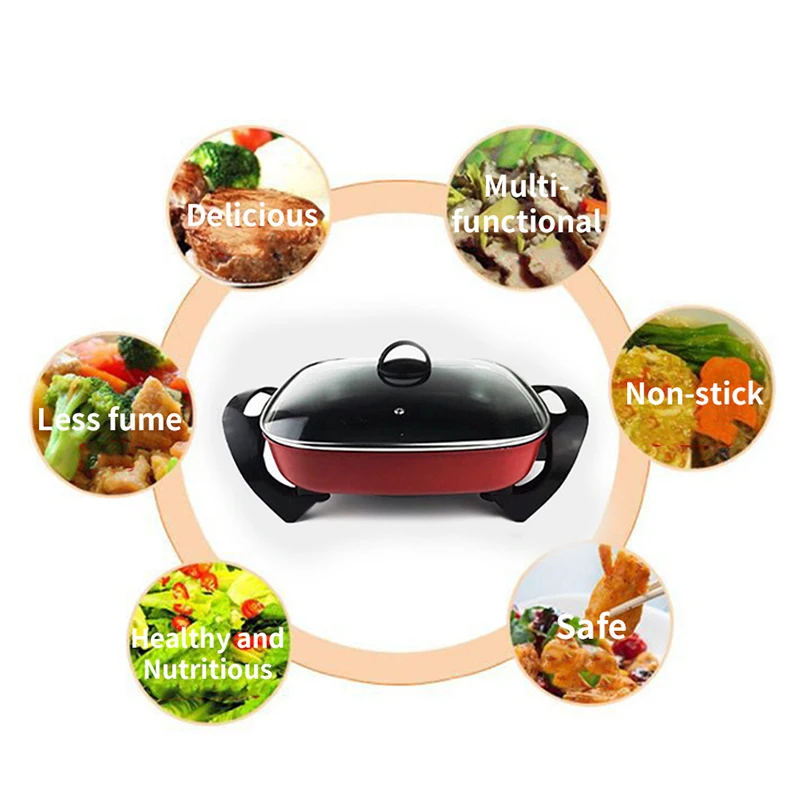 Multifunctionele Huishoudelijke Vierkante Pot Instant Hot Pot Elektrische Hete Pot Geen Olie Rook Geschenk Student Slaapzaal Hot Pot