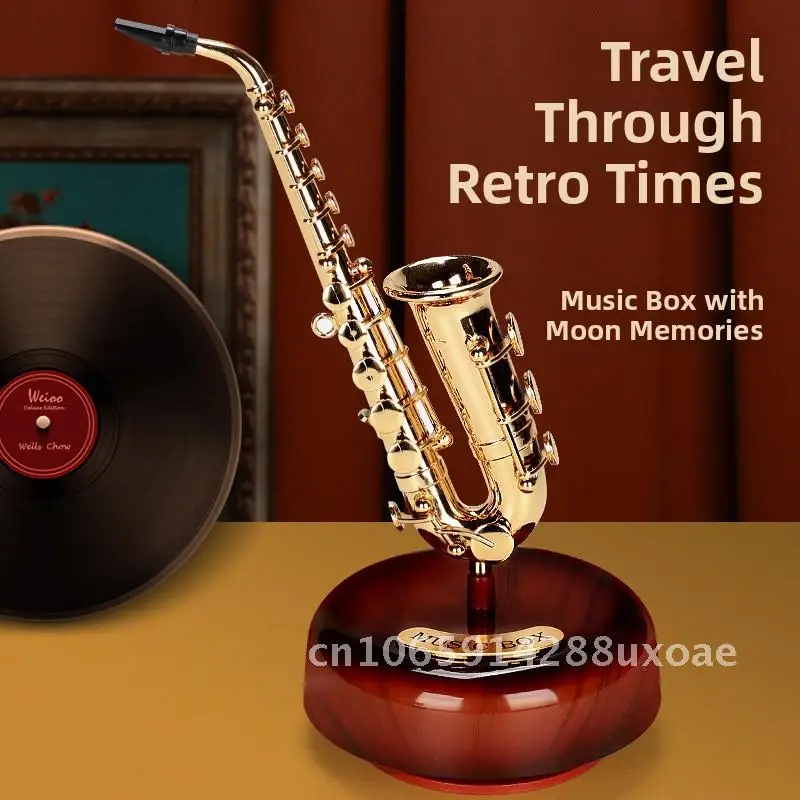 

Violin music box, music box model, saxophone, guitar, pipa ornament, birthday gift, New Year's gift