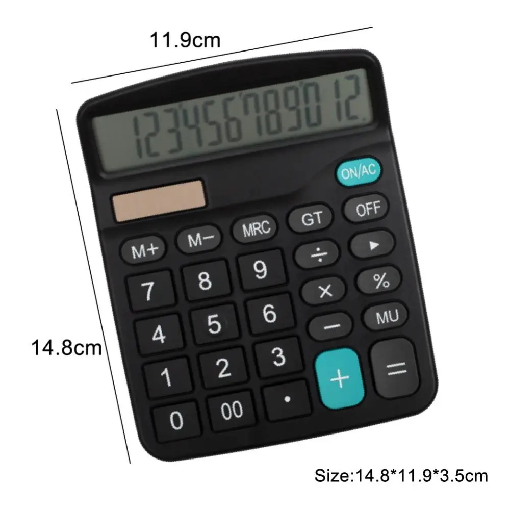 12-Digit Solar Powered Large Display Calculator Home Office Accountant Home Office School Financial Tools