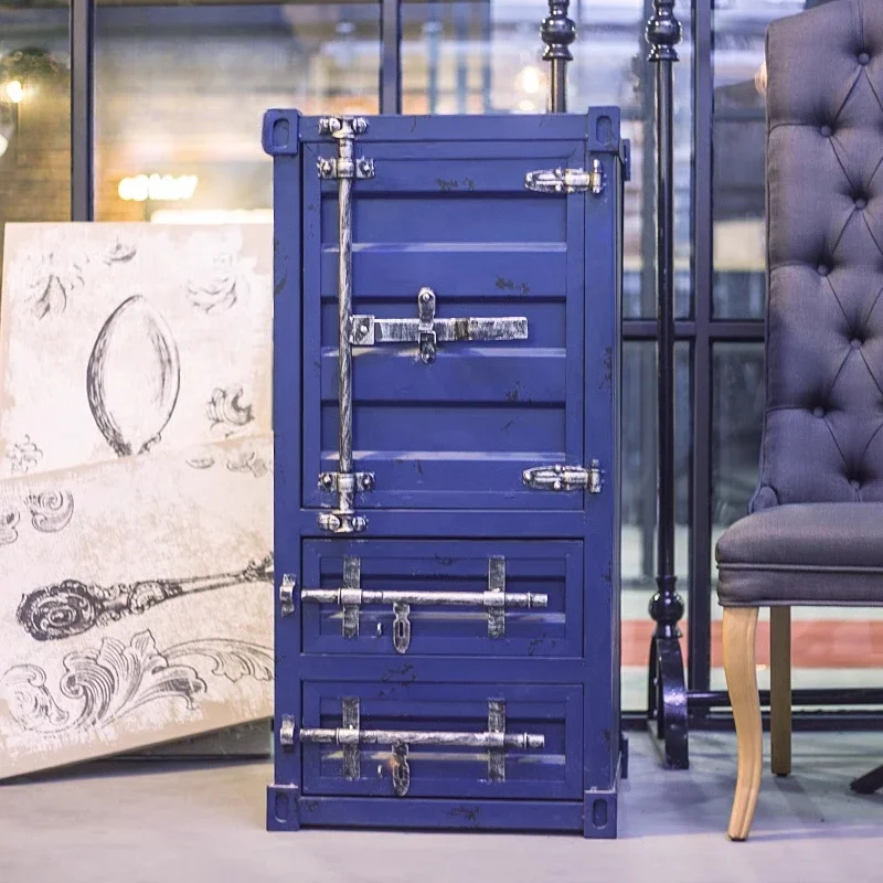 

Industrial Wrought Iron Storage Locker – Modern Minimalist Bedroom Cabinet with Vintage Container Design | American Industrial