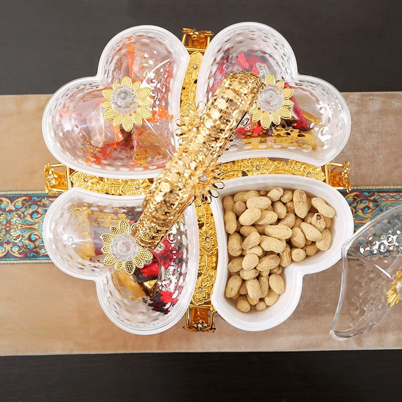 GP15 Luxury Fruit Plates Home Creative Fashion Fruit Bowl Living Room European Style Partition with Cover Candy Dried Fruit Tray