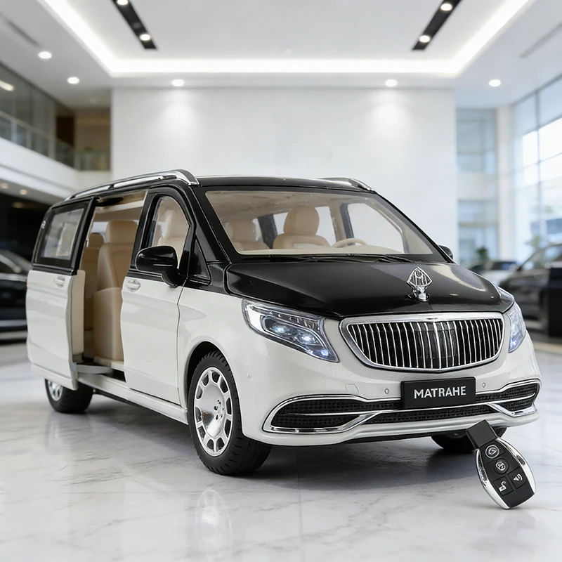 

Машинка-модель Maybach VS680 MPV, масштаб 1:24, с управлением с помощью ключа, из сплава, со звуком и светом, инерционная, детская игрушка, коллекционный предмет, подарок на день рождения