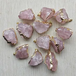 Good quality Natural rose quartz stone pink Irregular pendants diy jewelry Accessories making 12pcs Wholesale fast shipping