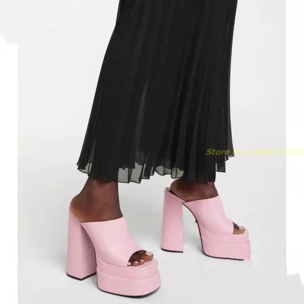 Square Toe Thick Square Heel Platform Pumps Solid Ldies Newest 2024 Spring Summer Casual Novelty Slip-On Woman Peep Toe Pumps