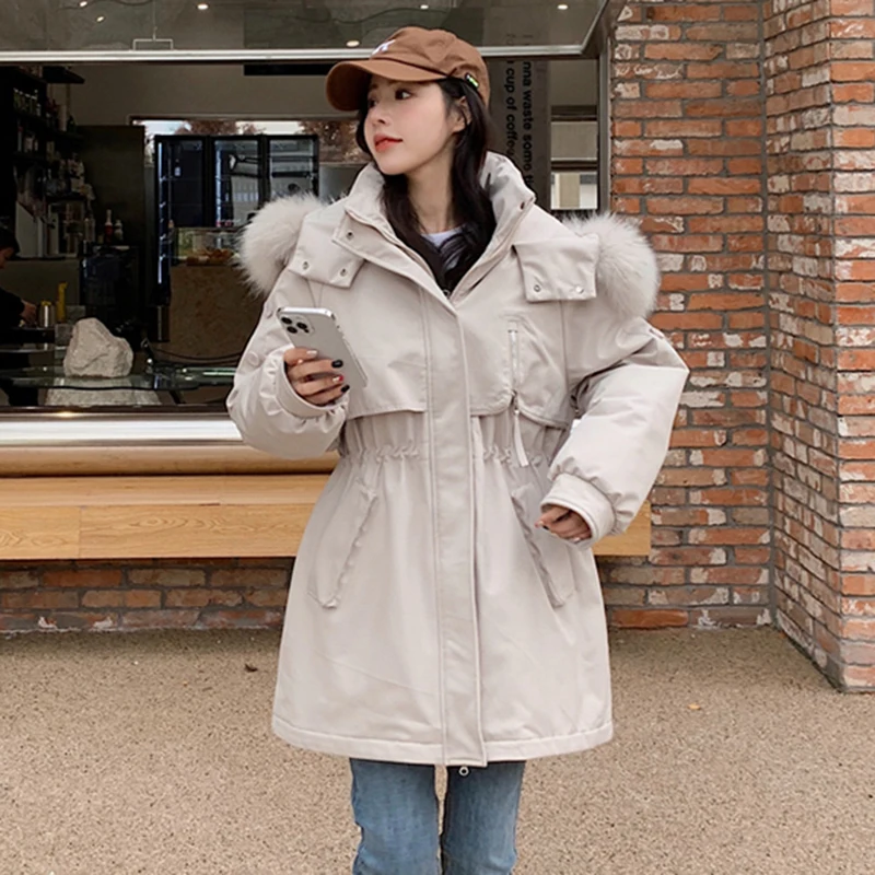 

2023 New Autumn Winter Women Cotton Padded Jacket Casual Fur Hooded Parkas Coat Women Clothes Loose Warm Outwear