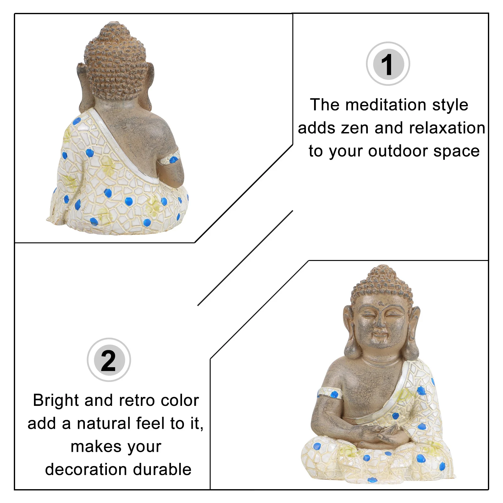 

Zen Buddha Statue Resin Meditation Ornament Outdoor Garden Decor Fish Tank Adornment Desktop Mini Sculpture