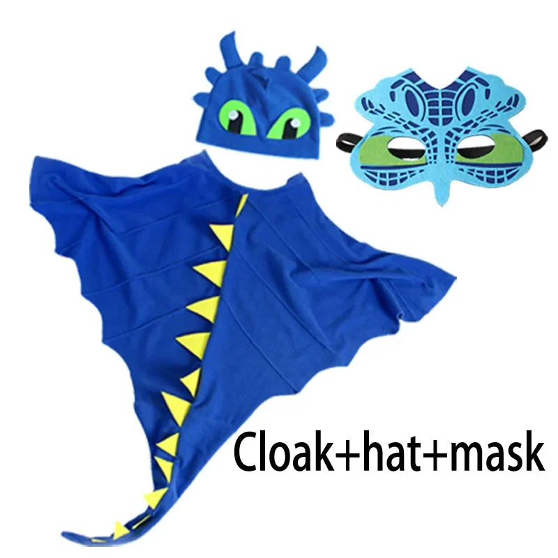 Dinosaur Cape Dragon Hooded Cloak for Kids Fancy Cape Mask Cosplay Costume Halloween Carnival Christmas Birthday Party Boys