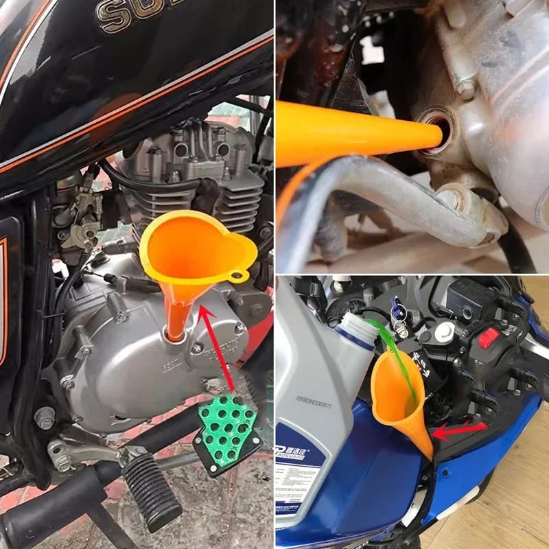 Ferramenta de enchimento de combustível de óleo de gasolina de haste longa de moto atacado funil de plástico anti-respingo ferramentas de reabastecimento automático acessórios 5 peças