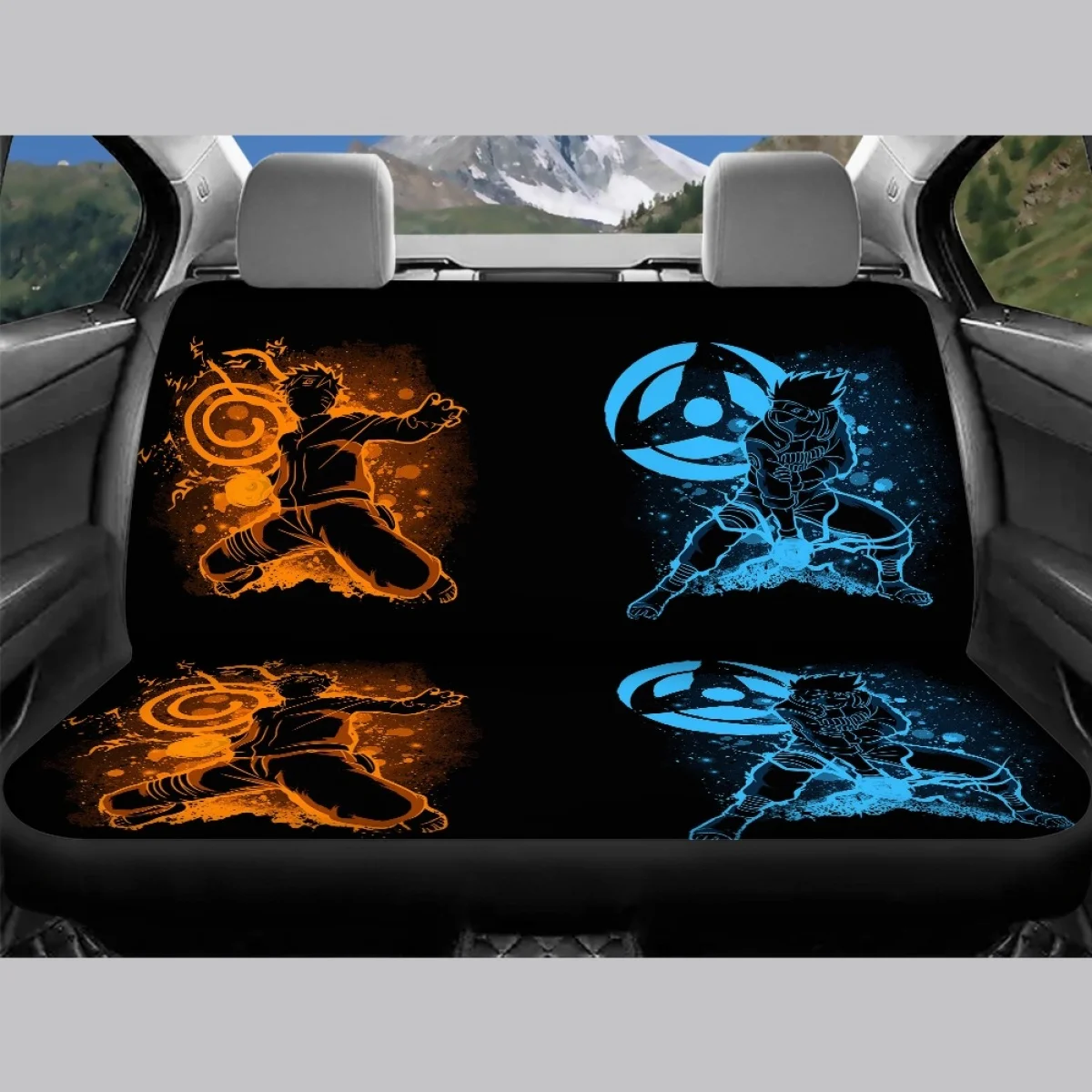 なると Anime Print Full Set Vehicle Seat Cover for Men Cool Non-skid Front/Back Car Seat Cover fit Most Car SUV Van Car Accessories