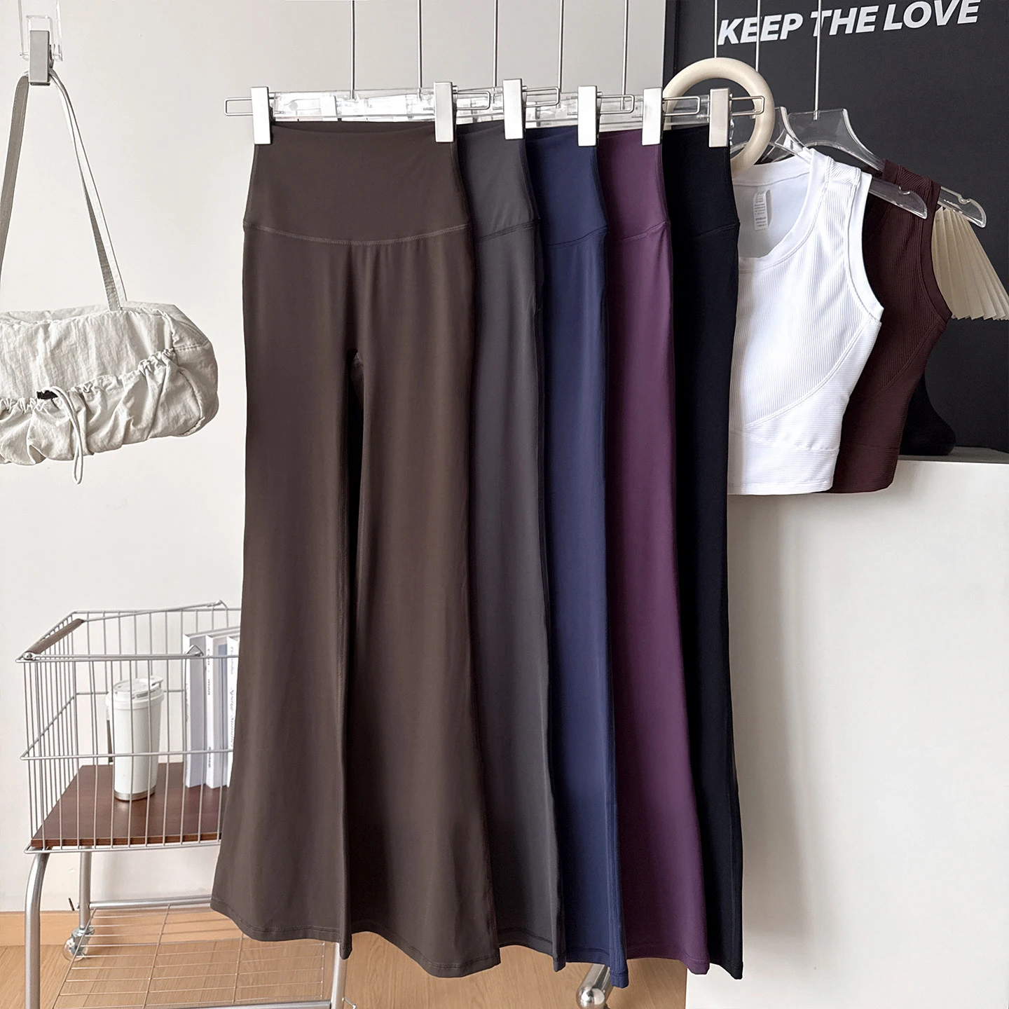 

Женские расклешенные брюки для йоги с высокой талией, эластичные, облегающие, бесшовные, дышащие, быстросохнущие, для бега, повседневной носки, спорта на открытом воздухе