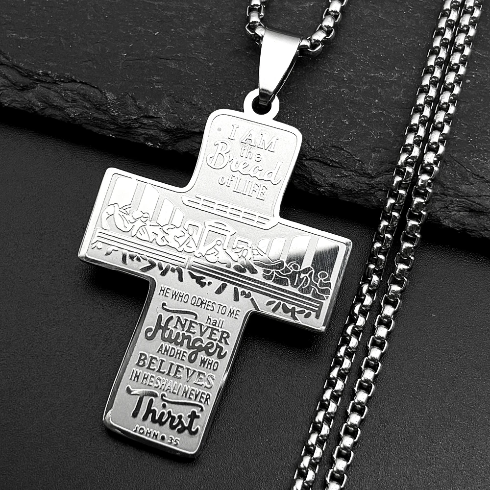 Collar con Colgante de Cruz de los 12 Apóstoles de Jesucristo para Mujeres y Hombres, Cadena de Acero Inoxidable Color Dorado, Joyería de La Última Cena, Regalo