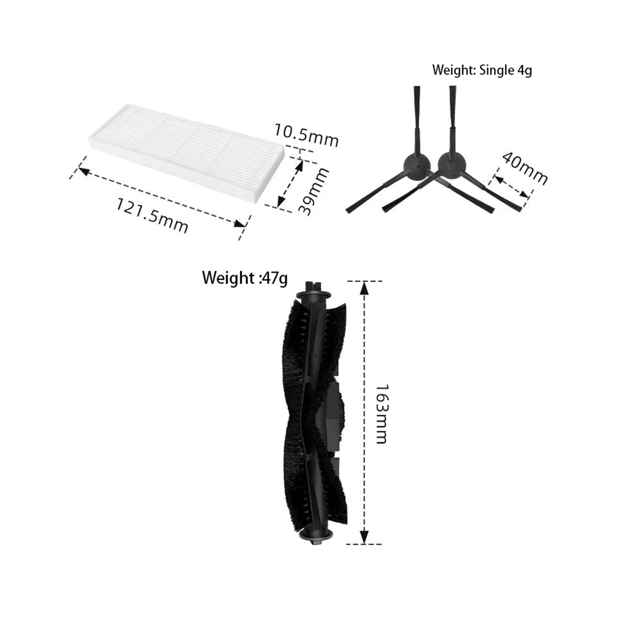 Hepa-Filter für die Hauptseiten bürste der Walze für Ersatzteil zubehör für Roboters taub sauger g8000/g8000 pro/g20