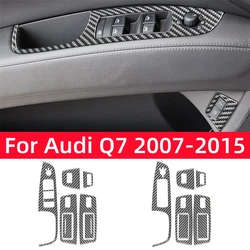 For Audi Q7 2007-2015 Accessories Carbon Fiber Interior Car Windows Lifting Control Panel Decorative Sticker Cover Trim Frame