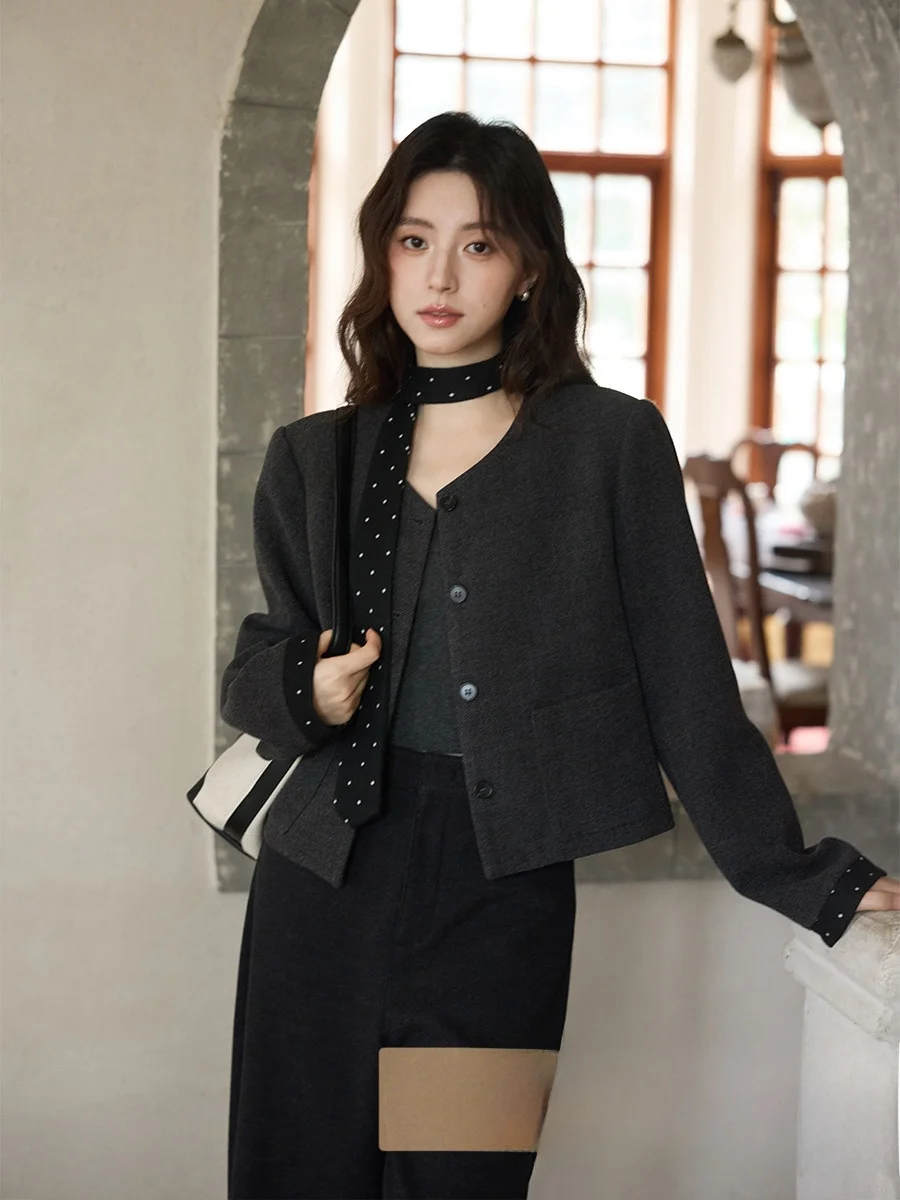 

Ximen 2025 Autumn Winter ort Deep ey Woolen Coat Korean Sle Top Quali Loose Fit Commute Faion Women's Jaet