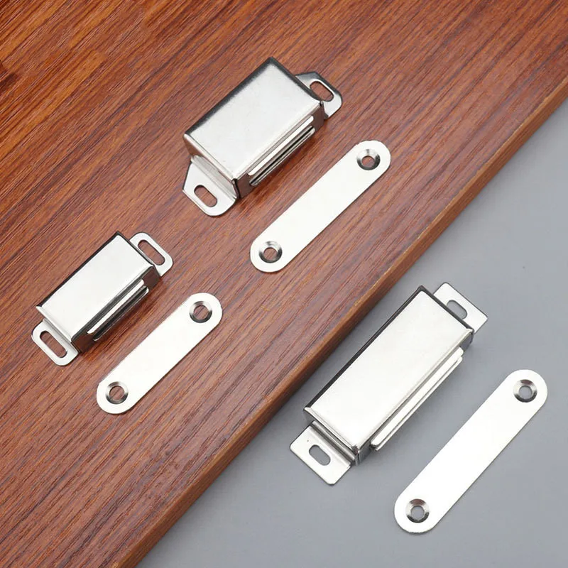 Stainless Steel Door Stop Magnet Latch Lock Cabinet Bumper Catch with Screws Furniture Closer Push Open System Fitting Hardware