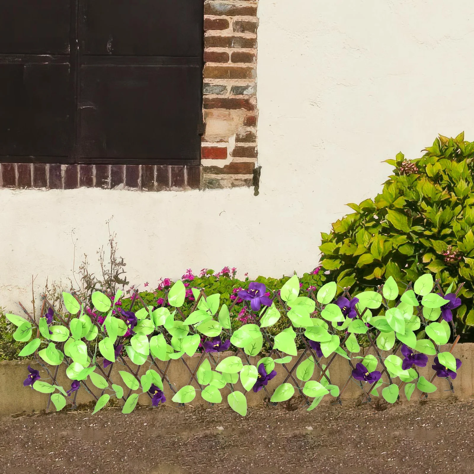 

Artificial Violet Flower Garden Fence Decorative Outdoor Fence Partition Flowerbed Border Edging Garden Ornament