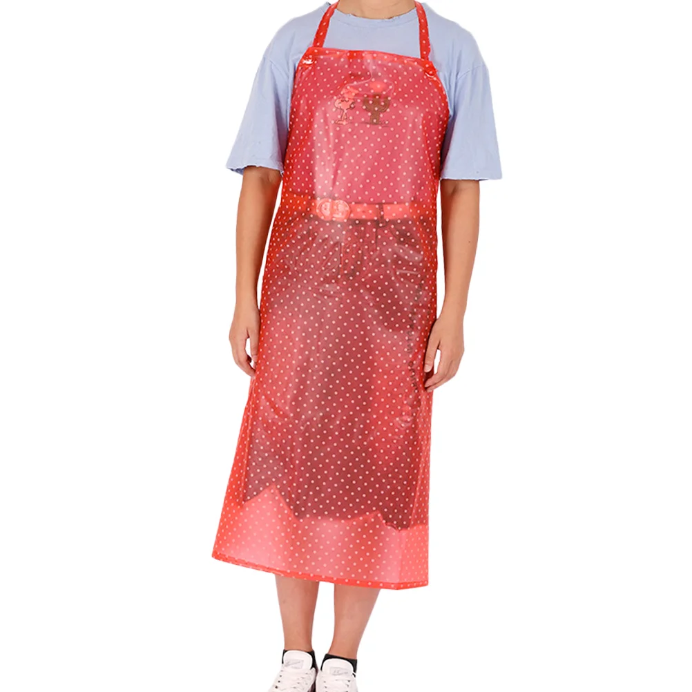 

1pc Oil-proof Apron Sleeveless Waterproof Save-all Transparent PVC Apron Cooking Supply Red