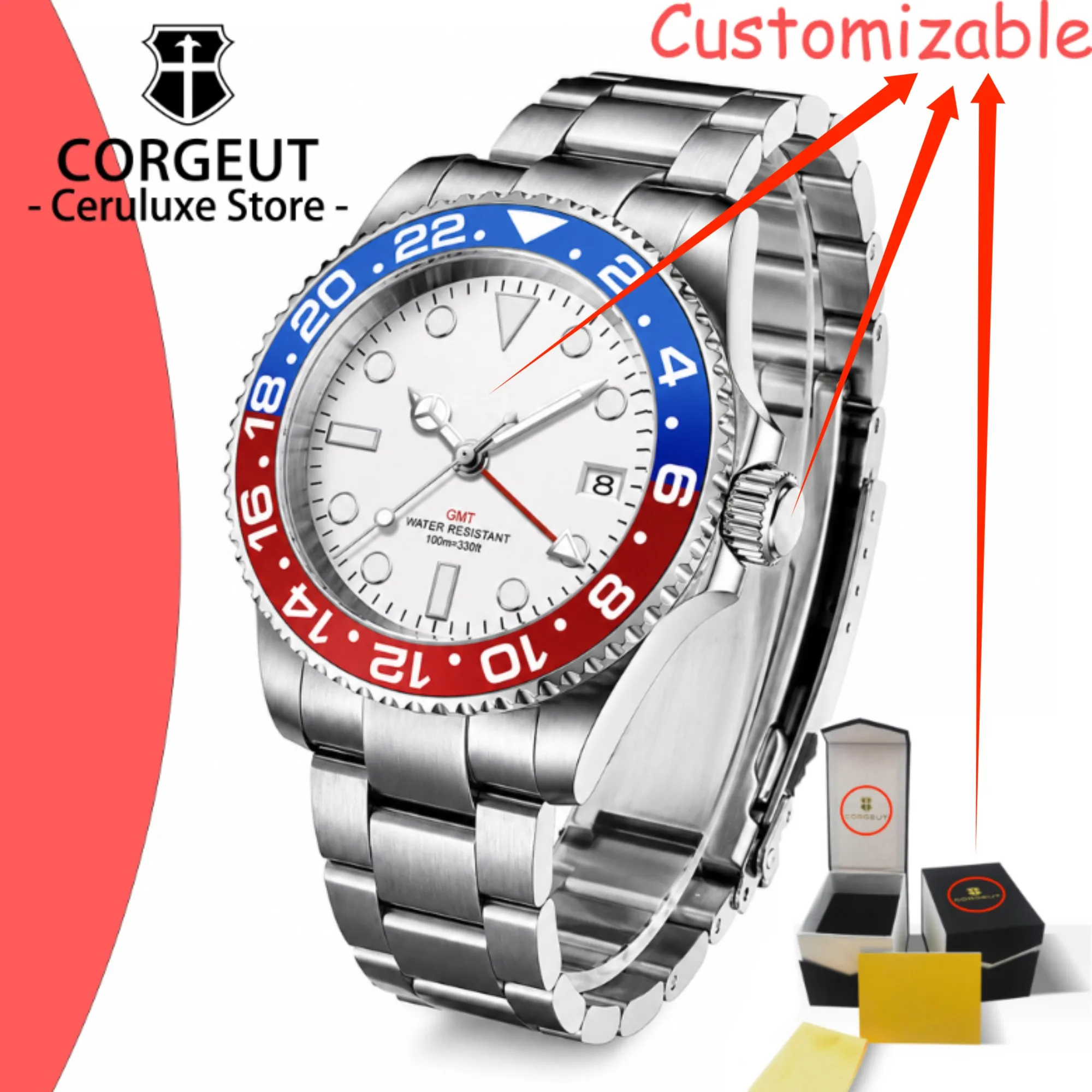 CUSTOM Logo 36mm Swiss Ronda 515 Movement Quartz Watches BGW9 Luminous 10Bar Waterproof Sapphire Glass 316L Steel Watches