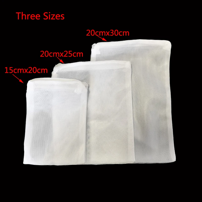 5Pcs  Dense Hole Filter Net Bag Mesh Bag Acquarium Pond For Bio Ball Carbon Media Ammonia Aquarium Fish Tank Isolation Bag White