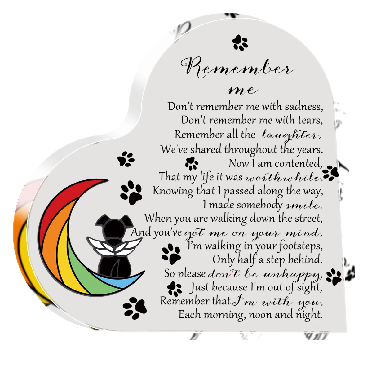 1PC Cat And Dog Acrylic Heart Shaped Keepsakes,Dog And Cat Sympathy Gifts,Pet Loss Memorial Gift,Condolence And Bereavement Gift