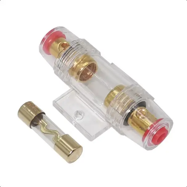 【1Set】10/20/30/40/50/60/70/80A100A AGU 10X38MM Fuse Holder Car Audio Refit Fuse Holder Car Stereo Audio Circuit Breaker Inline