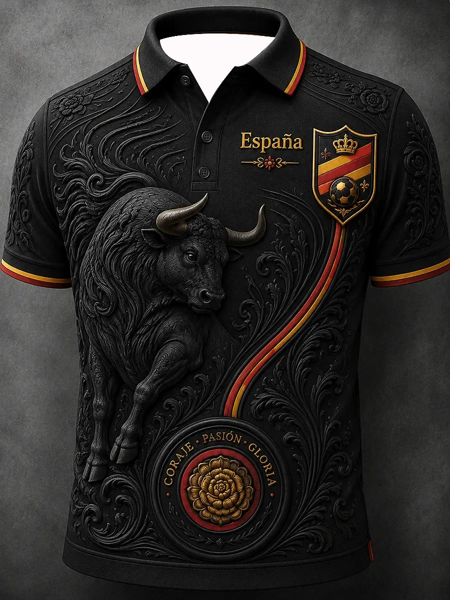 2026 Edition Spanish Soccer Polo Shirt with 3D Print - Comfortable and Breathable - Suitable for Both Men and Women