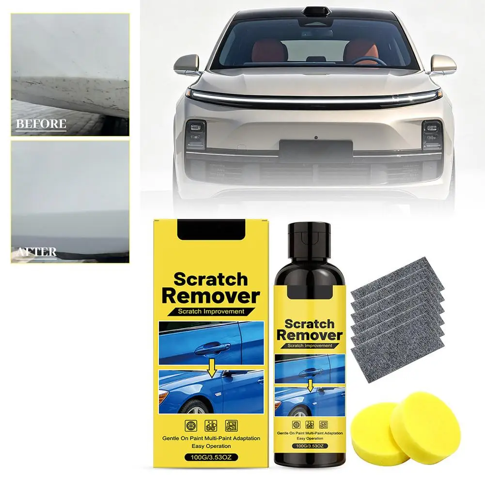 Car Scratch Repair Kit Mild Polish Sponge Pads Remove Light Scuffs Safe All Car Paint Portable Daily Auto Surface Care Kit
