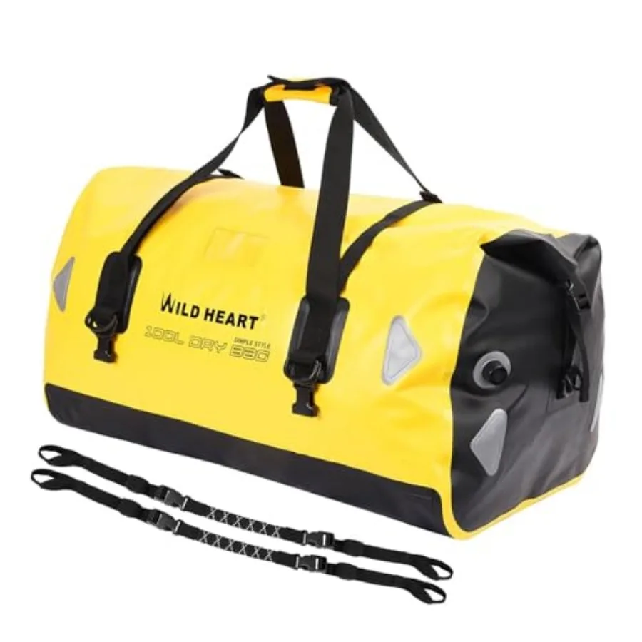 

WILD HEART Waterproof Motorcycle Duffel Bag PVC500D Double-bottom With Rope Straps and Inner Pocket for Kayaking, Camping, Boat