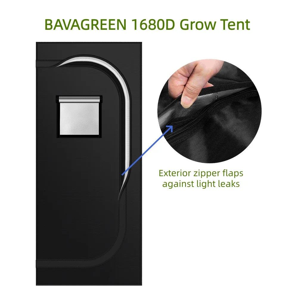 BAVAGREEN 1680D Diamond Mylar Canvas 80cmx80cmx180cm Grow Tent Observation Window  Lightproof Zipper Indoor Plant Growing Room