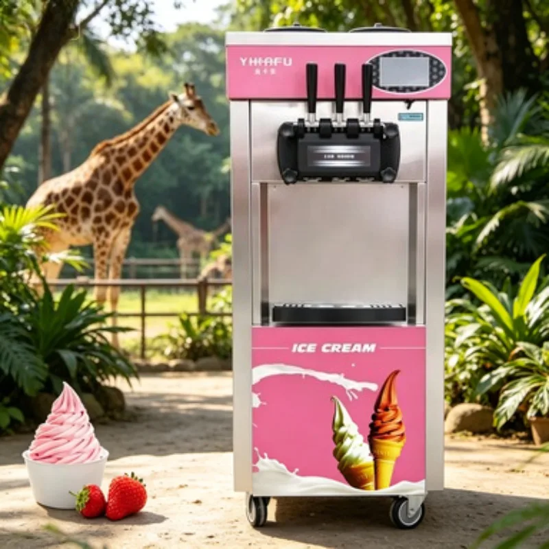 Professional Commercial Ice Cream Maker Machine 3 Flavors Soft Serve Yogurt Freezer Equipment for Restaurant