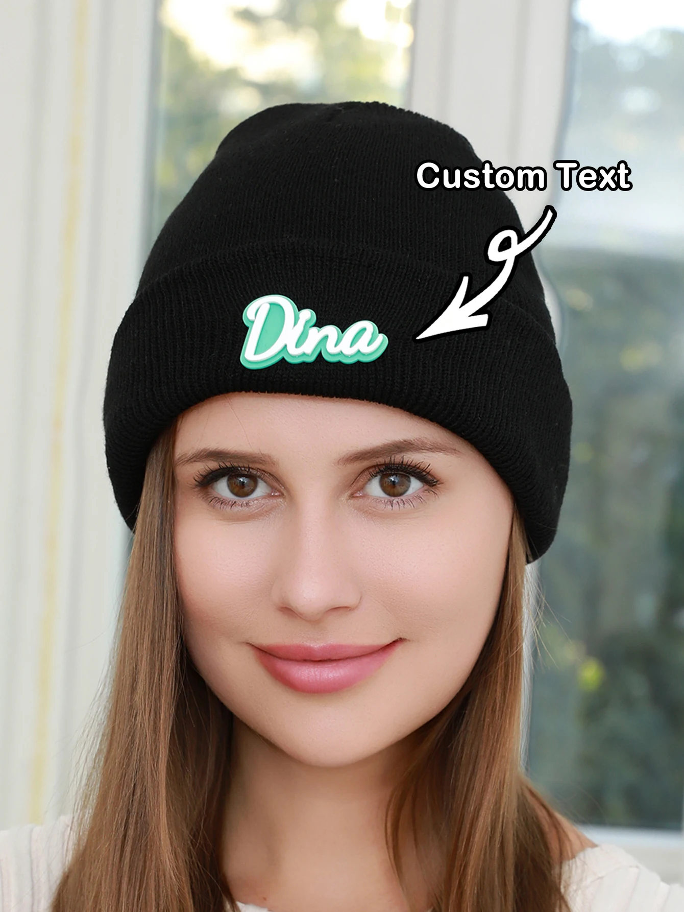نص مخصص محبوك قبعة الشتاء قبعة علوية قبعة شخصية للرجال النساء الاطفال قبعة متماسكة عصرية دافئة #4
