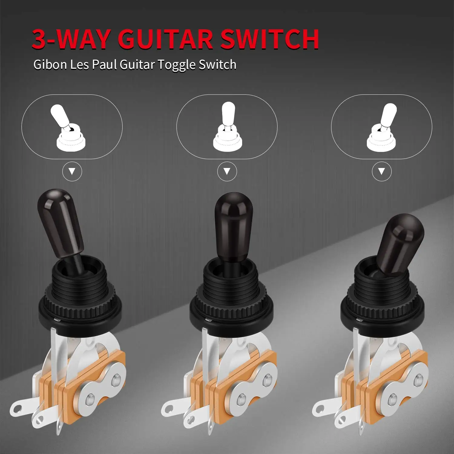 DAIERBUM 3 Way Guitar Toggle Switch Pickup Selector for Gibson Epiphone Les Paul Electric Guitar Black Tip