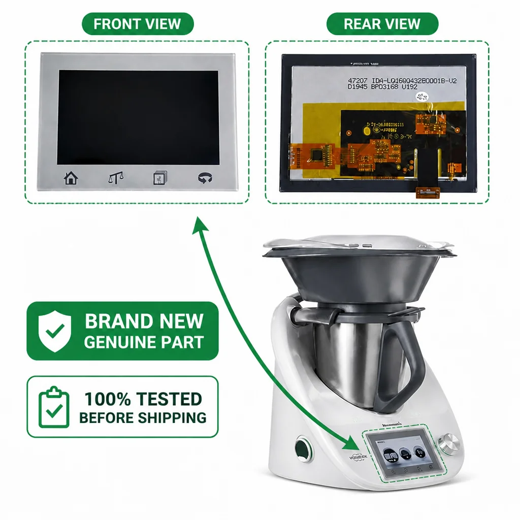100% Tested Screen Display Touch Panel Glass Cover Assembly Compatible With Thermo mix TM5 Kitchen Appliance Parts